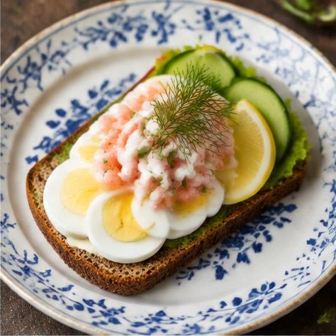 Smørrebrød with Egg and Shrimp